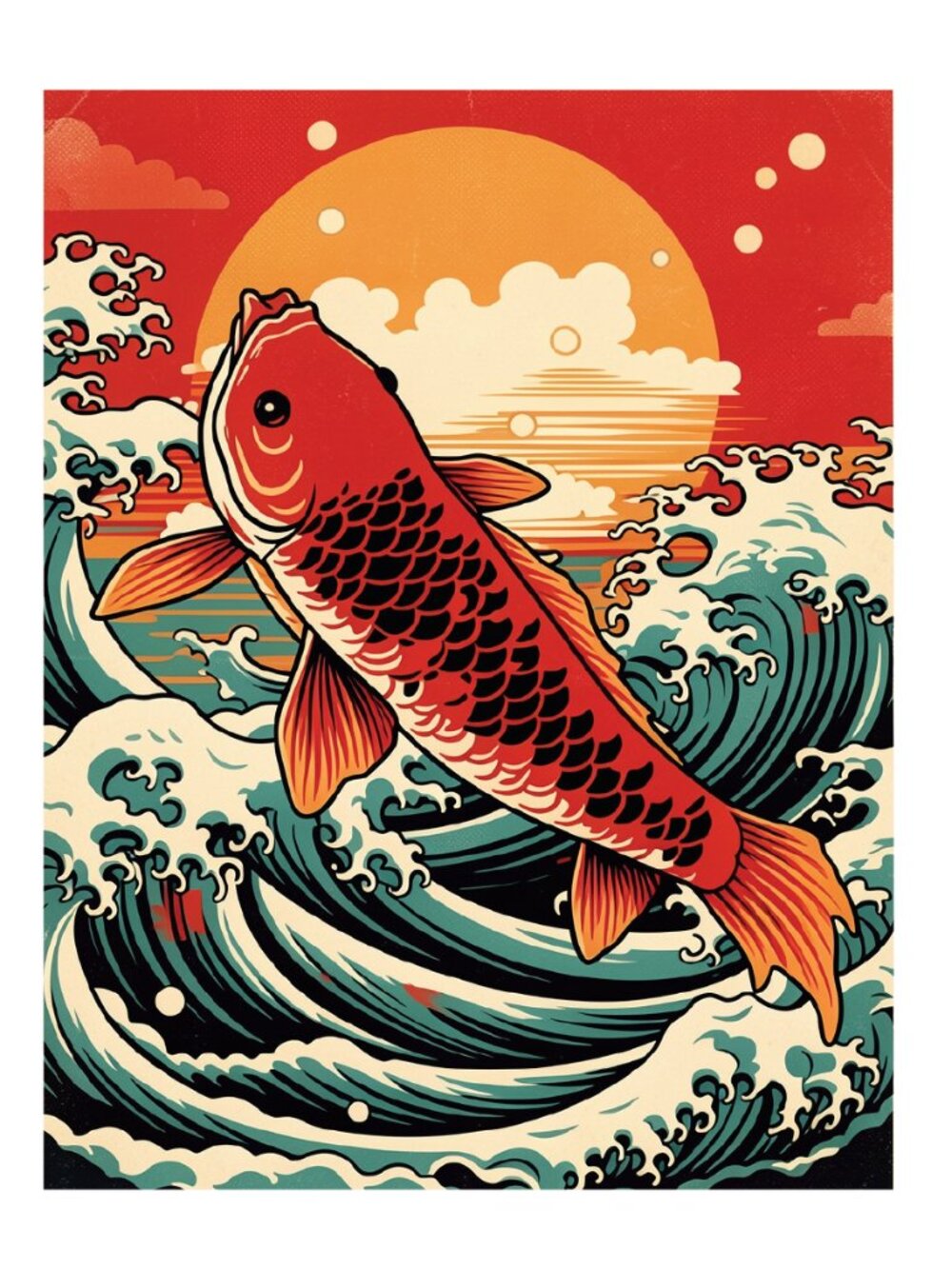 Koi Fish Feng Shui Luck Colorful Home Decor Wall Art Photo Print 8.5x11in
